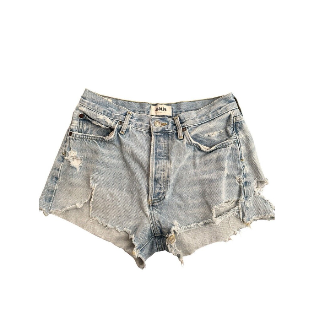 Agolde Los Angeles Premium Womens Parker Shorts Cut-Off‎ Denim Stone Wash 27